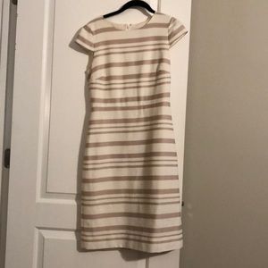 Cream and pink striped dress